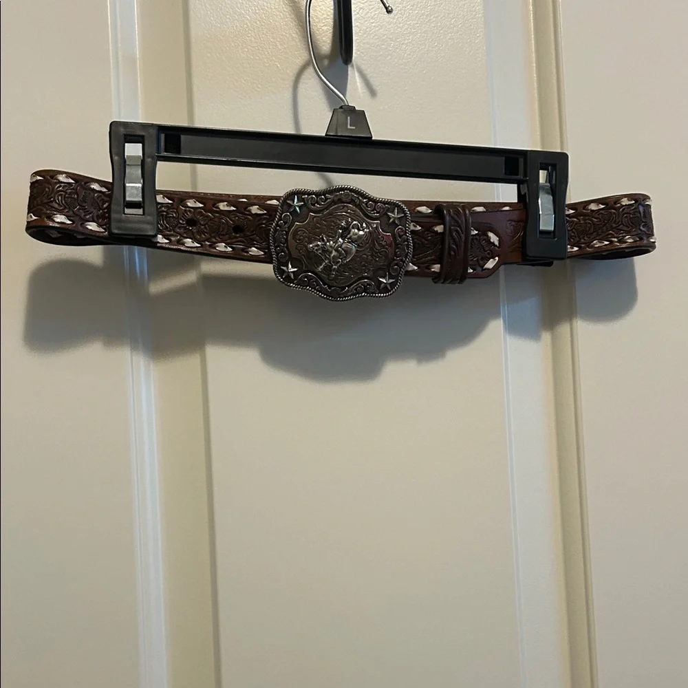 Kids Western Brown Belt with Silver Buckle